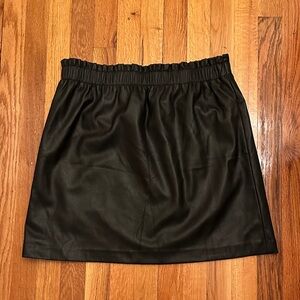 LOFT Elegant Black Faux Leather Mini Skirt